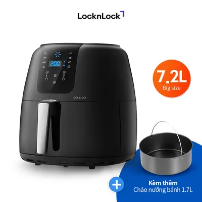 Nồi Chiên Không Dầu Điện Tử Lock&Lock EJF296BLK (7.2 Lít) - Kèm Chảo Nướng - Hàng Chính Hãng