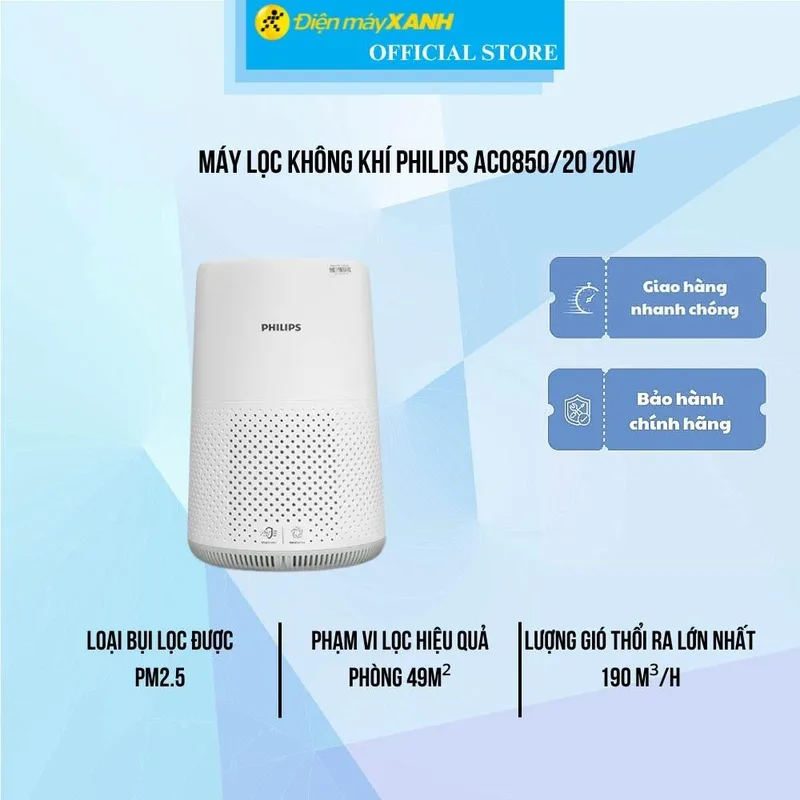 Máy lọc không khí Philips AC0850/20 20W - Hàng Chính Hãng