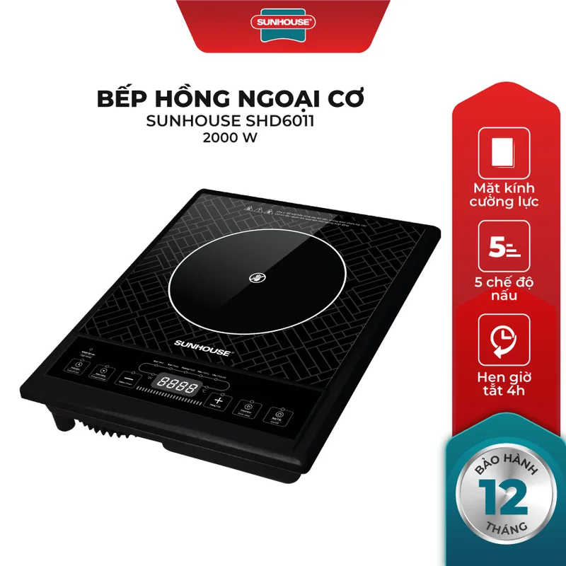 Bếp Hồng Ngoại Sunhouse SHD6011 2000W - Đen- hàng chính hãng